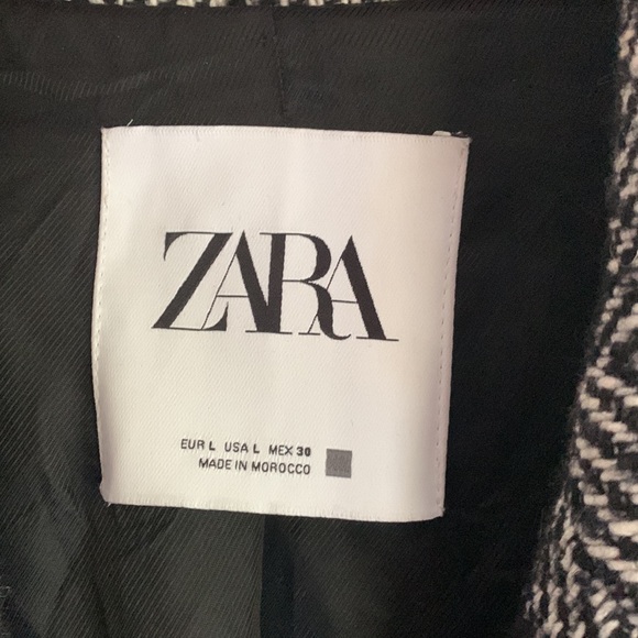 ZARA OVERSIZED COAT, BLACK/WHITE, Large - Picture 3 of 15